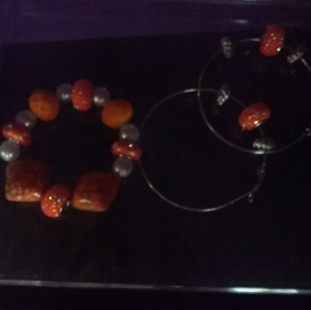 Orange Bracelet and Earring Set